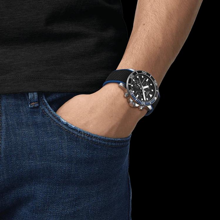 TISSOT T Sport Quartz Movement Men's Watches Watch 45.5mm Black Dial Stainless Steel Case Fabric Strap T120.417.17.051.03