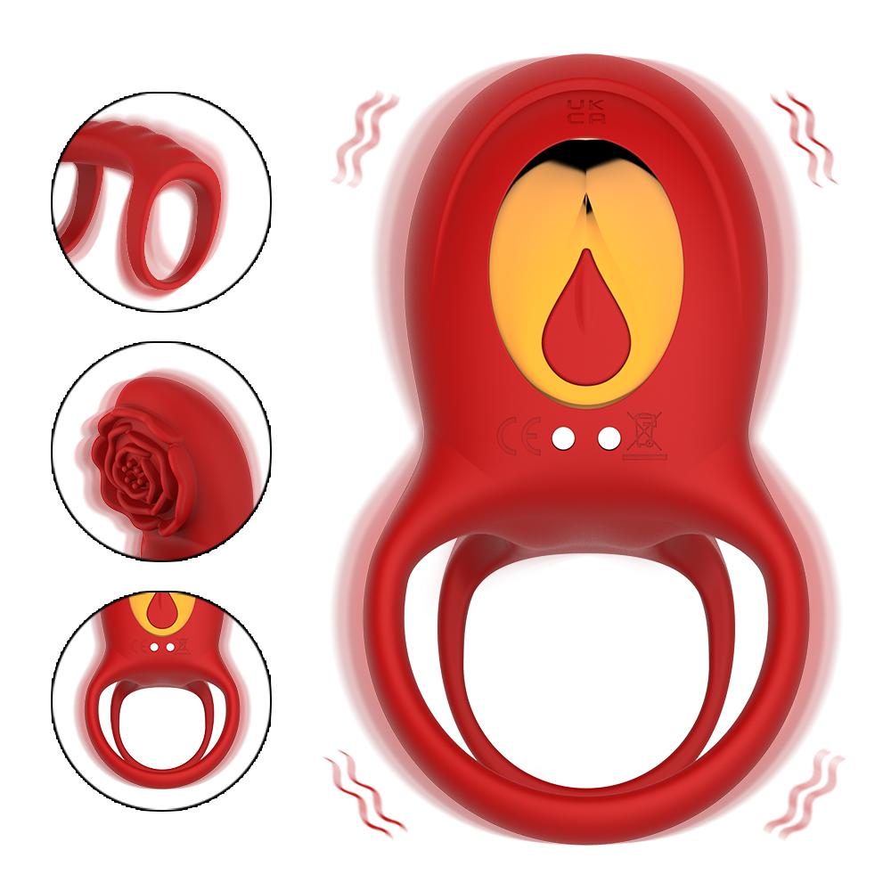 APP Wireless Remote 3 IN 1 Rose Vibrating Cock Ring Delay Ejaculation Clit Stimulator G Spot Silicone Adult Sex Toy for Couples