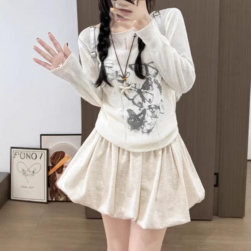 Thickened Women's High Waist Pleated Skort with Anti-Exposure Design - Autumn/Winter Collection