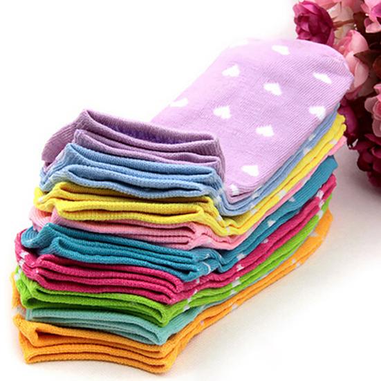 5 Pair Socks Lovely Heart Pattern Cotton Blend Women Ankle Socks for Daily Wear