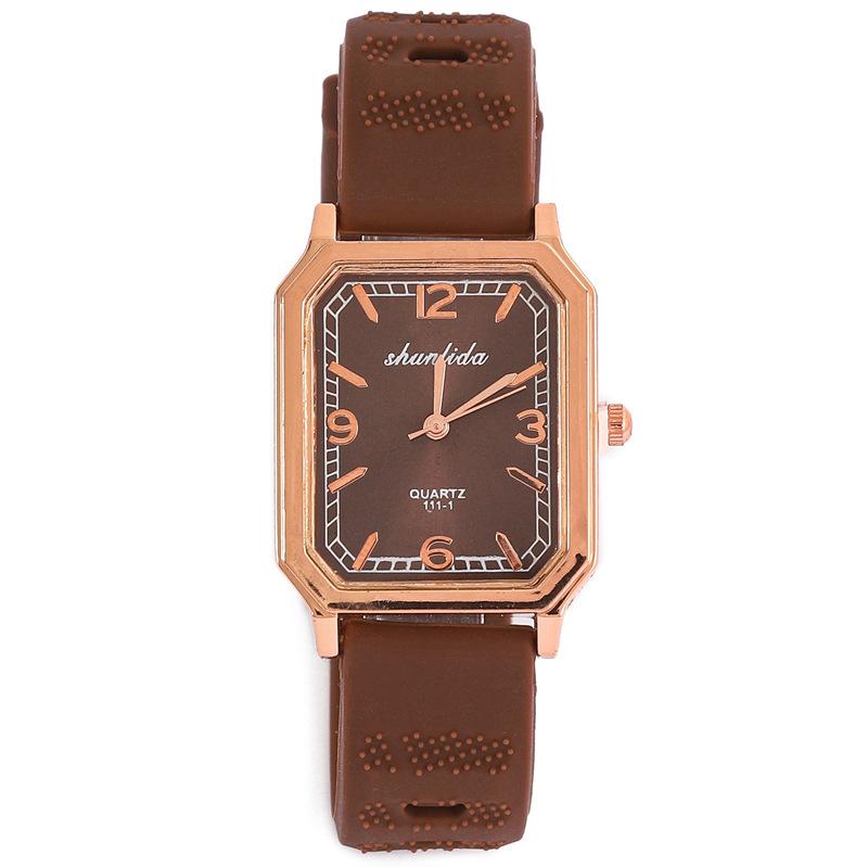 Exquisite Fashion Ladies Watch Rectangle Casual Silicone Strap Quartz Watch Schoolgirl Watch