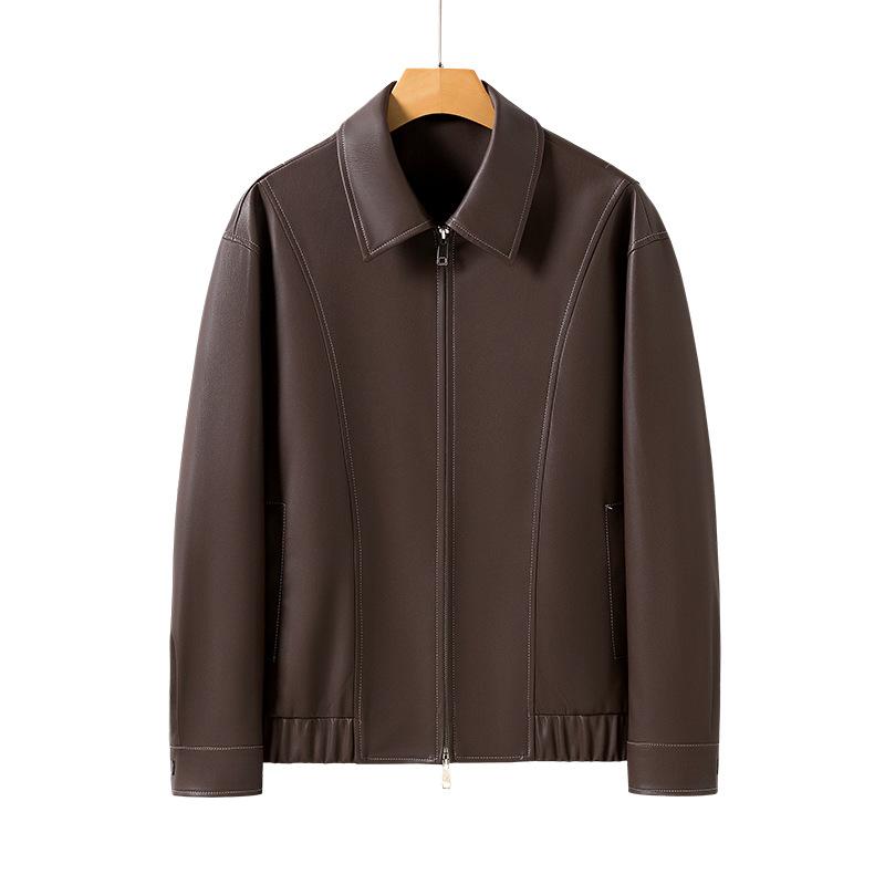 Herrenjacke Frühling und Herbst Koreanische Version Trendy Hübsche Lässige Lose Beliebte Revers Lokomotive Pu-Lederjacke