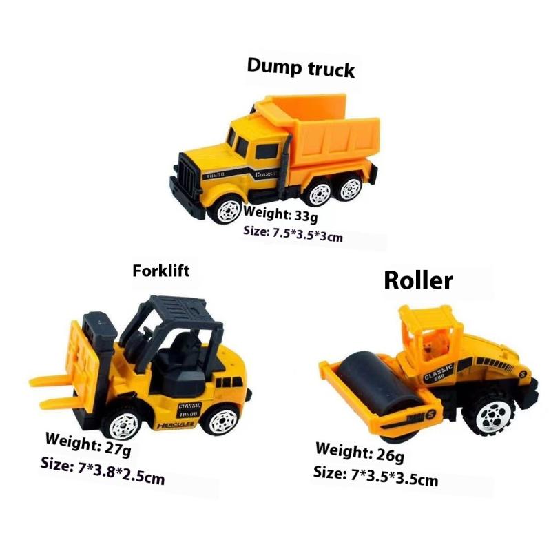 6Pcs/Set Educational Toys Alloy Plastic Engineering Truck Car Construction Model Vehicle Loader Tractor Excavator For Kid Gifts