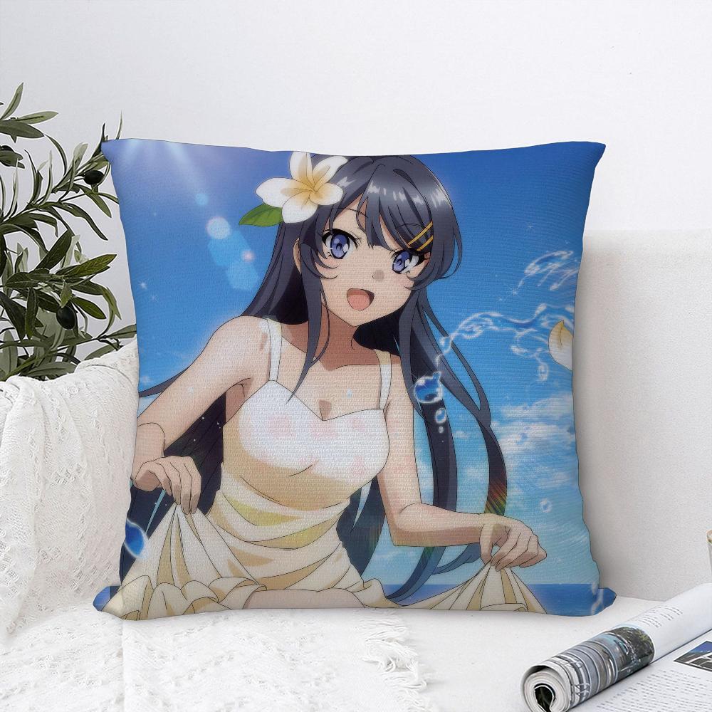Mai S-Sakurajima Anime Pillow Case Sofa Decorative Home Double-sided Print Plush Square Throw Pillow Covers Cushion Decor Cover