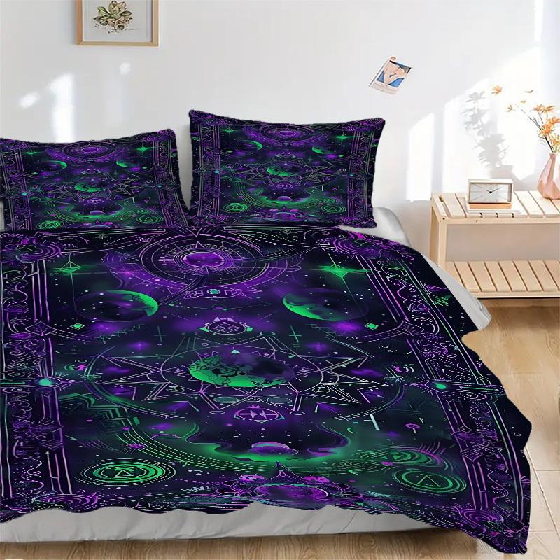 3pcs Cosmic Mandala Bedding Set, Includes 1 Comforter + 2 Pillowcases, Without Pillow Inserts, Soft Comfortable, Lightweight Breathable053
