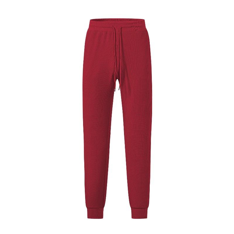 Men's Summer Sports Casual Loose Breathable Solid Color Waffle Men's Tether Pants Casual Pants