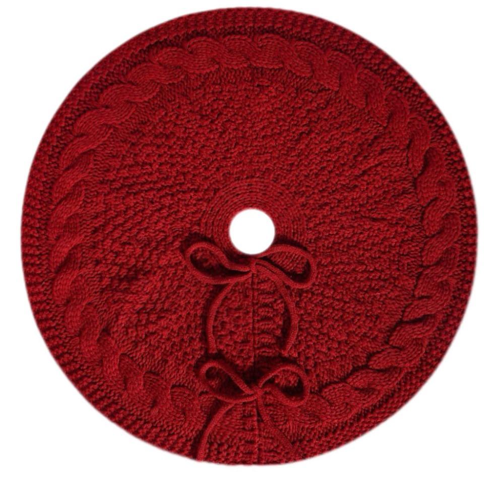 Red/White Christmas Tree Mat 18 in Christmas Tree Carpet Knitted Christmas Tree Skirt  Living Room