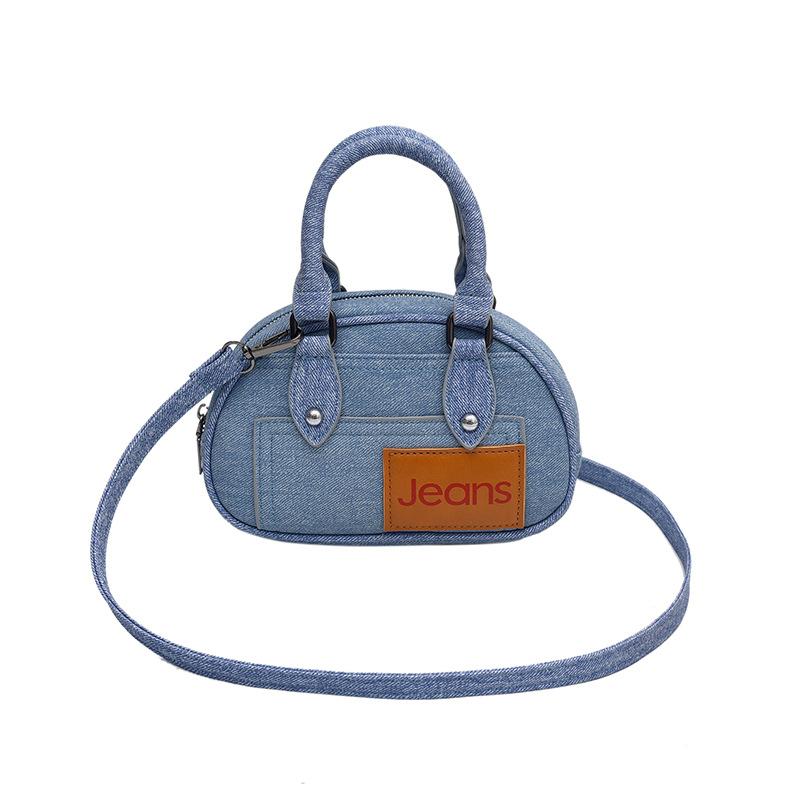 Personalized niche design casual portable denim style bowling bag female versatile commuter messenger bag bag