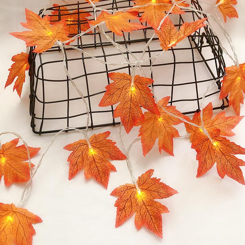 2/3/6M Christmas Decoration Artificial Maple Leaf Leaves LED Light String Lantern Garland Home Party DIY Decor Halloween New Year
