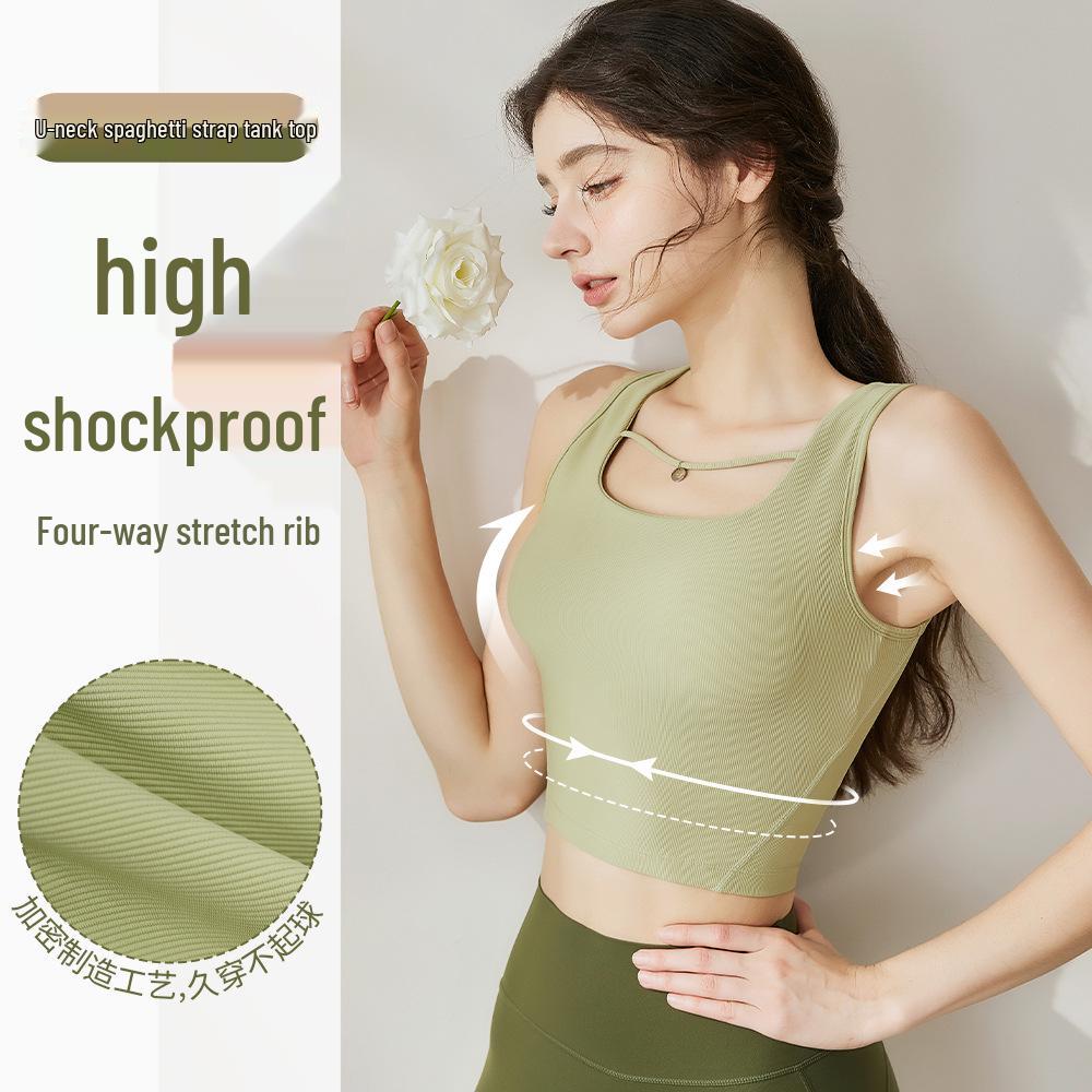 Damen High-Intensity Stoßfestes Yoga Tank Top mit Eingebautem Brustpolster für Sommer-Fitness