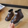 Kids Leather Side Zipper Ankle Boots