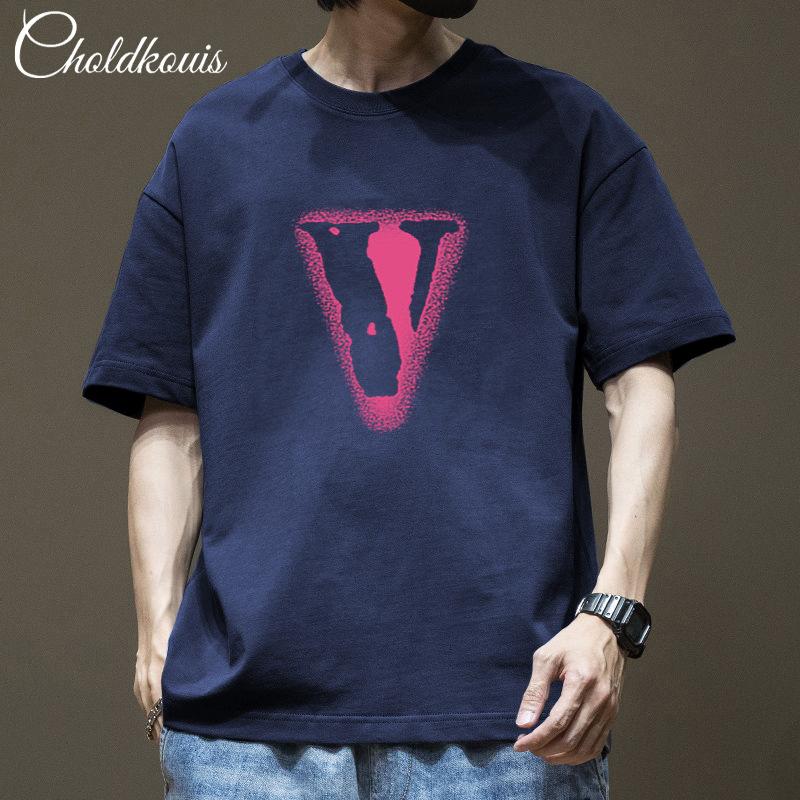 Trendy Brand Heavy-duty Pure Cotton Short Sleeved T-shirt for Men's Summer New Style Trendy Loose Half Sleeved Men's Round Neck Top