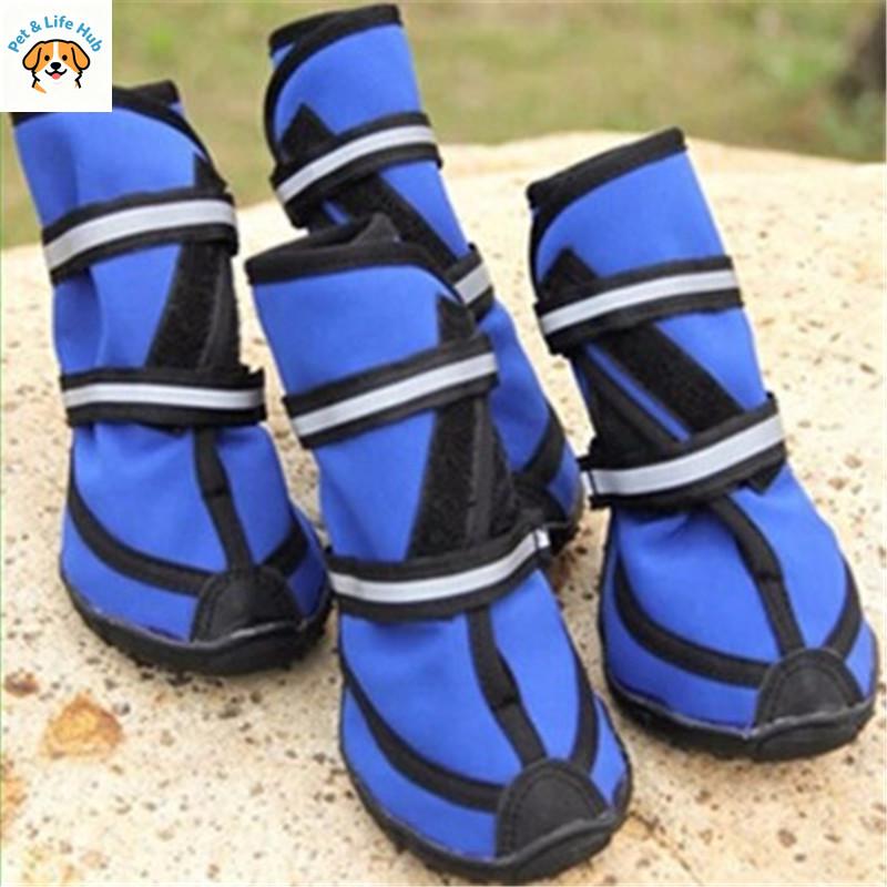 Four Seasons Waterproof Pet Shoes For Small To Large Dogs XXL Size Oxford Sole Reflective Pet Rain Boots