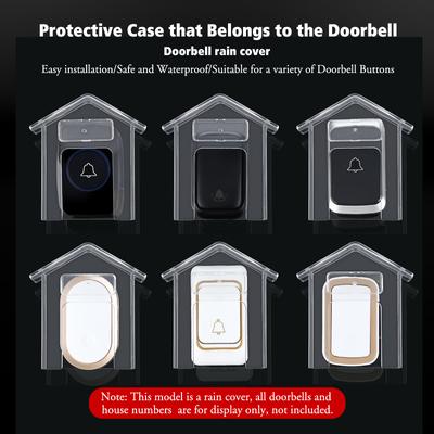 Sonnette de porte sans fil pour maison intelligente Housse de pluie Housse étanche Bouton de sonnerie Sonnette Coque étanche pour maison Transparente Étanche
