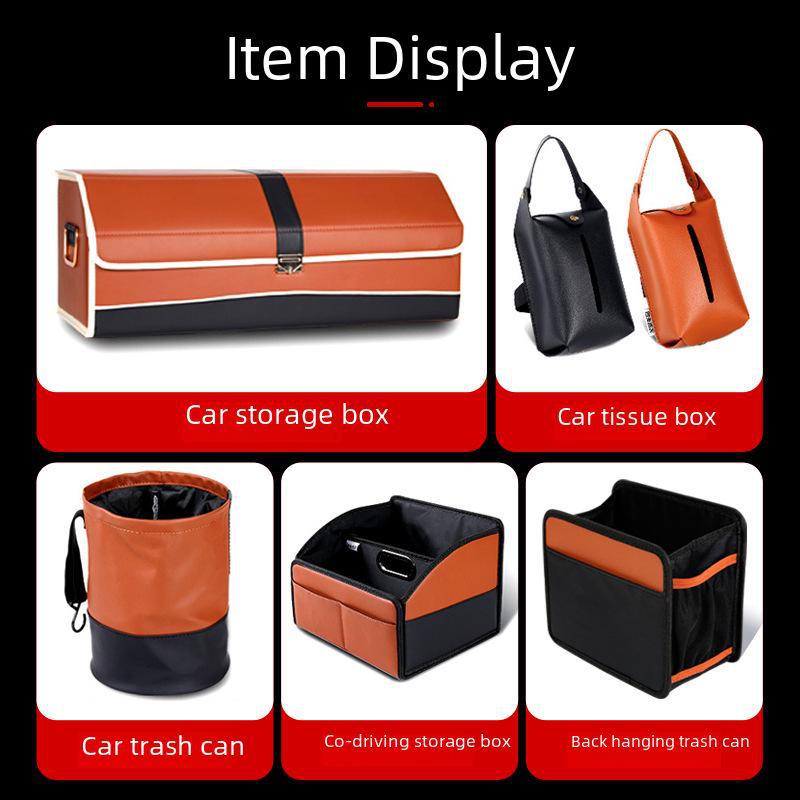 Foldable Leather Car Storage Box and Trash Can