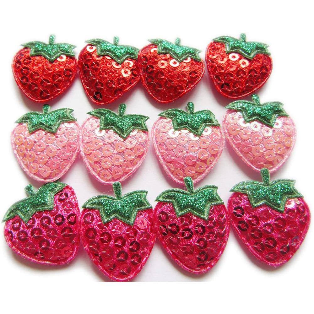 

20Pcs Red Pink Strawberry Sequin Embroidered Patches Applique Clothing Patch Decoration троянди рожеві кольору