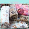 Plush Cute Pet Warm Paw Print Dog Puppy Fleece Blanket For Cozy Sleeping