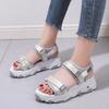 Damen Plateausandalen im Dad-Stil, Verstellbares Klettverschluss-Design, Hohe Plateau-Sohle für Strand und Freizeit