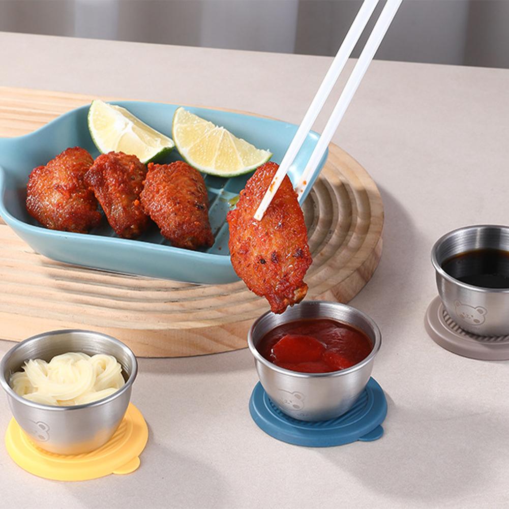 1.69oz/50ml Reusable 304 Stainless Steel Salad Sauce Container with Lids Leakproof Camping Hiking Picnic Outdoor Sauce Dispenser