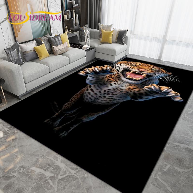 Cartoon Tiger Lion Wolf Animal Area Rug,Carpet Rug for Living Room Bedroom Sofa,Doormat Kitchen Bathroom Non-slip Floor Mat Gift