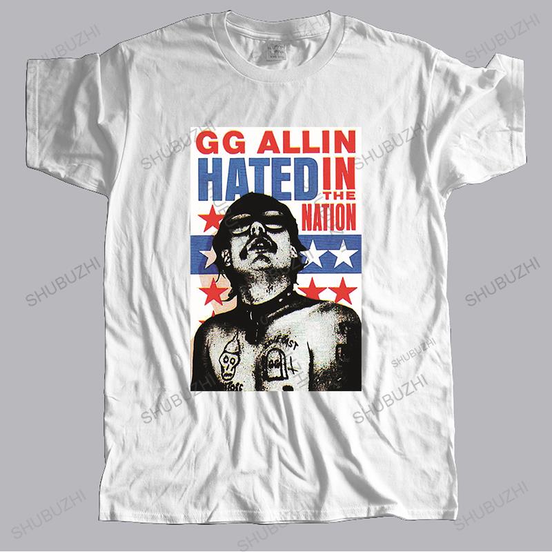 Man crew neck tshirt short sleeve black tops for mens GG ALLIN HATED IN THE NATION Brand Cotton Teeshirt S