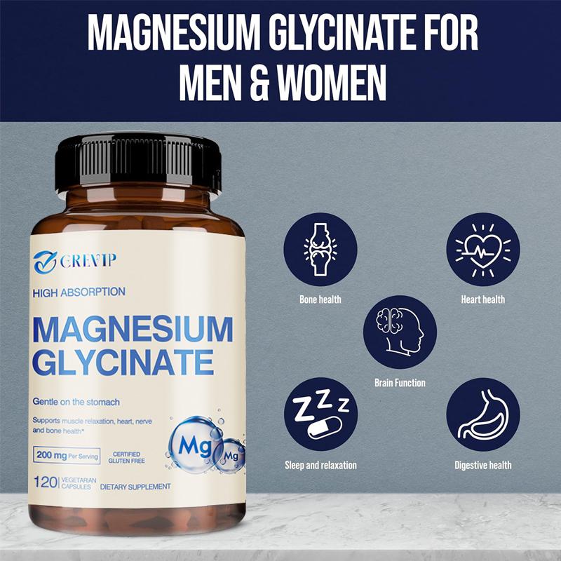 CREVIP Hohe Absorption, Glycin-Magnesium-Kapseln, Sanfte Magnesiumsupplementierung, Geeignet für Männer und Frauen