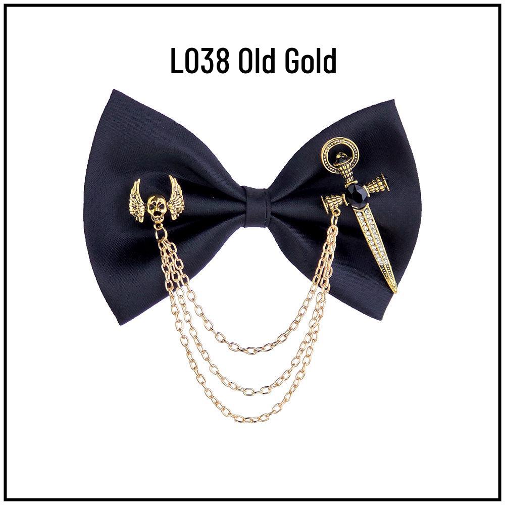 Men s High-End Halloween Skull Tassel Lapel Pin Punk Bow Tie