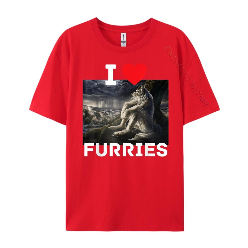 I Heart Furries Funny Cringe Furry Alpha Werewolf Wolf Meme Plain Shirt T Shirt Homme Feminist S