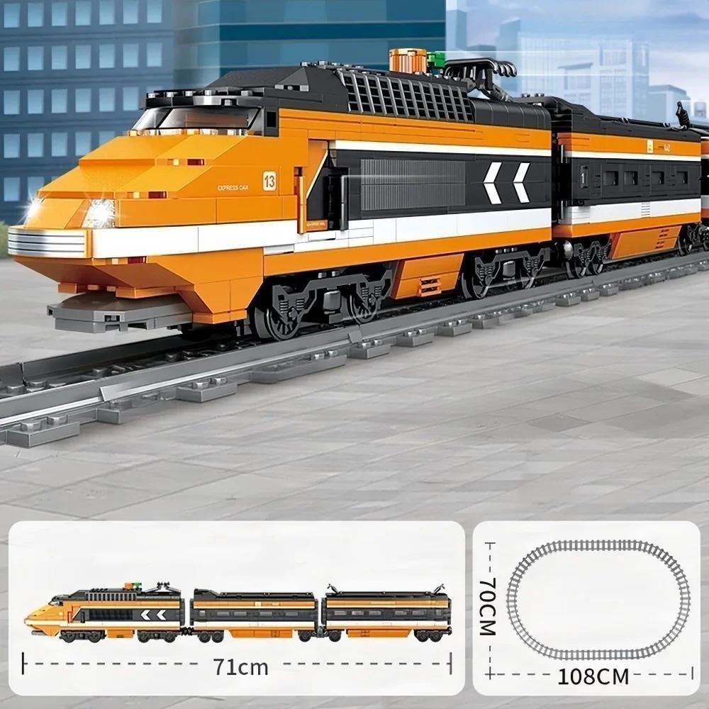 Brinquedos de Blocos de Construção Trem em Movimento com Motor - Ideal para Veículo - Meninos Loucos Desenvolvem Habilidades Manuais Compreensão do Transporte Ferroviário