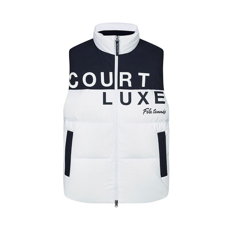 

FILA Letter Splicing Zipper Stand Collar Down Vest Men Vests Jade-White A11M343905F-WT XL