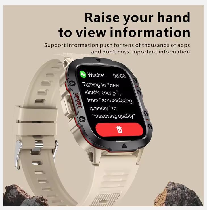 2025 New Rugged Man Black Smart Watch Men For Android Xiaomi Ios 3ATM Waterproof Sport Fitness Ai Voice Smartwatch Outdoor