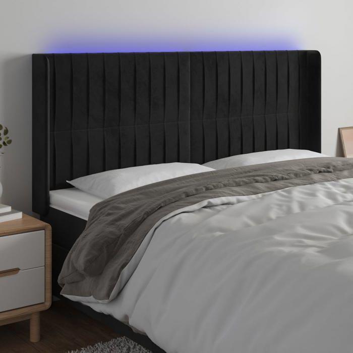 VidaXL LED Headboard Bedroom Furniture Double Bed Accessory Head of Bed Frame Interior Black 3124354