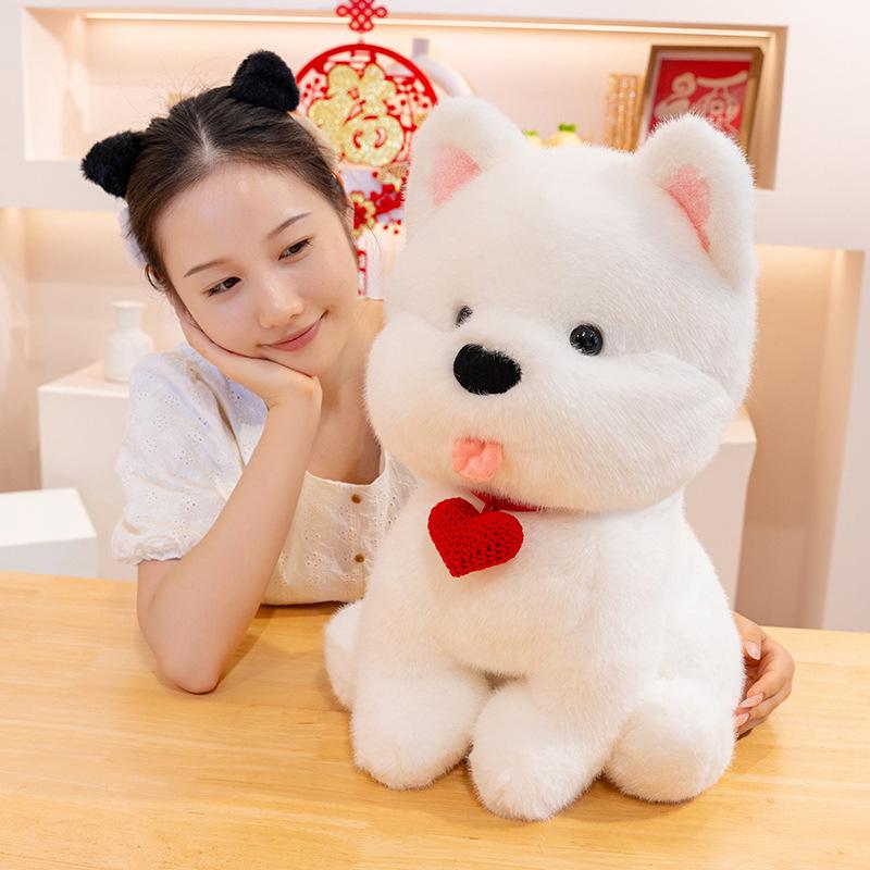 West Highland Terrier Puppy Tongue Out Plush Toy Doll Figurine