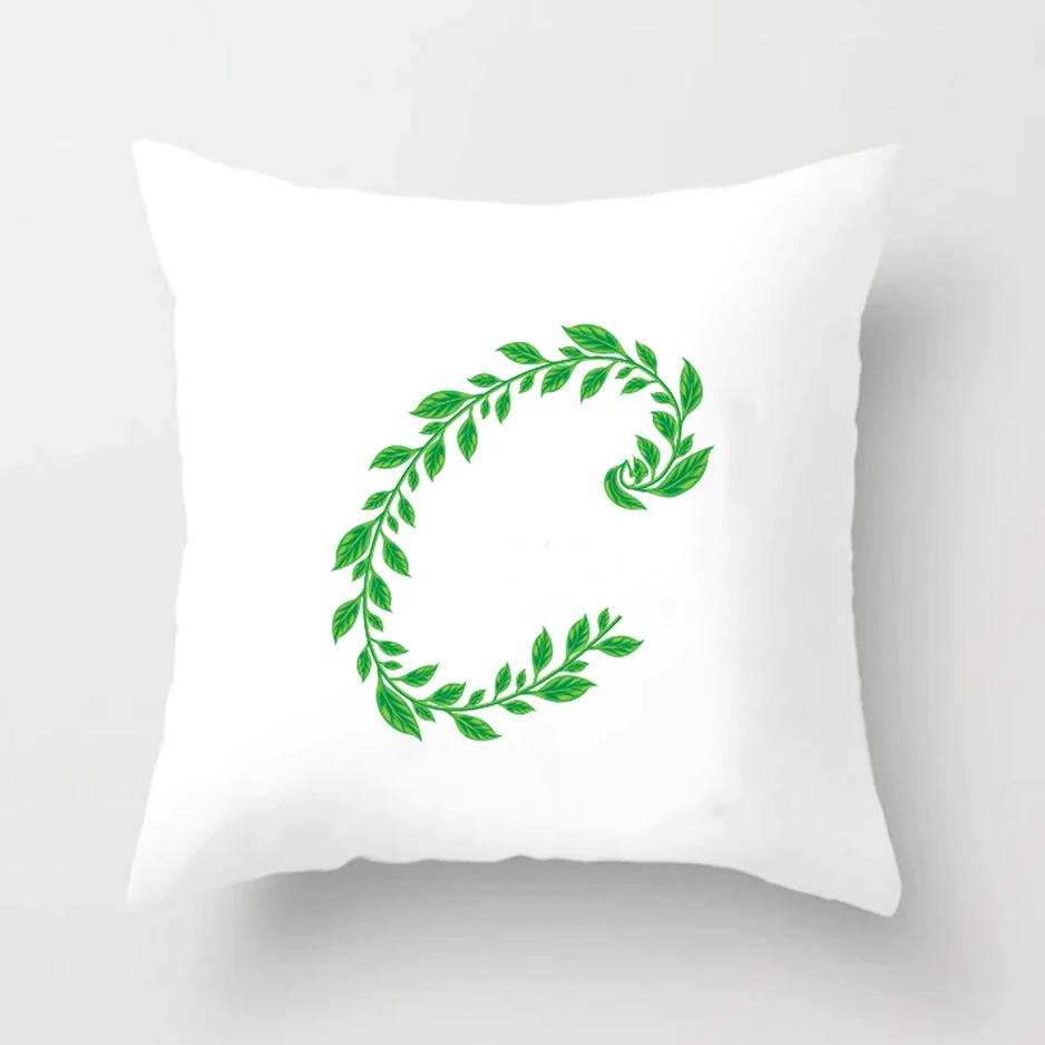 

Наволочка для диванной подушки для дома, модная, повседневная, для офиса, подарок на новоселье, с зелеными растениями, алфавитом, чехол для подушки 40x40cm