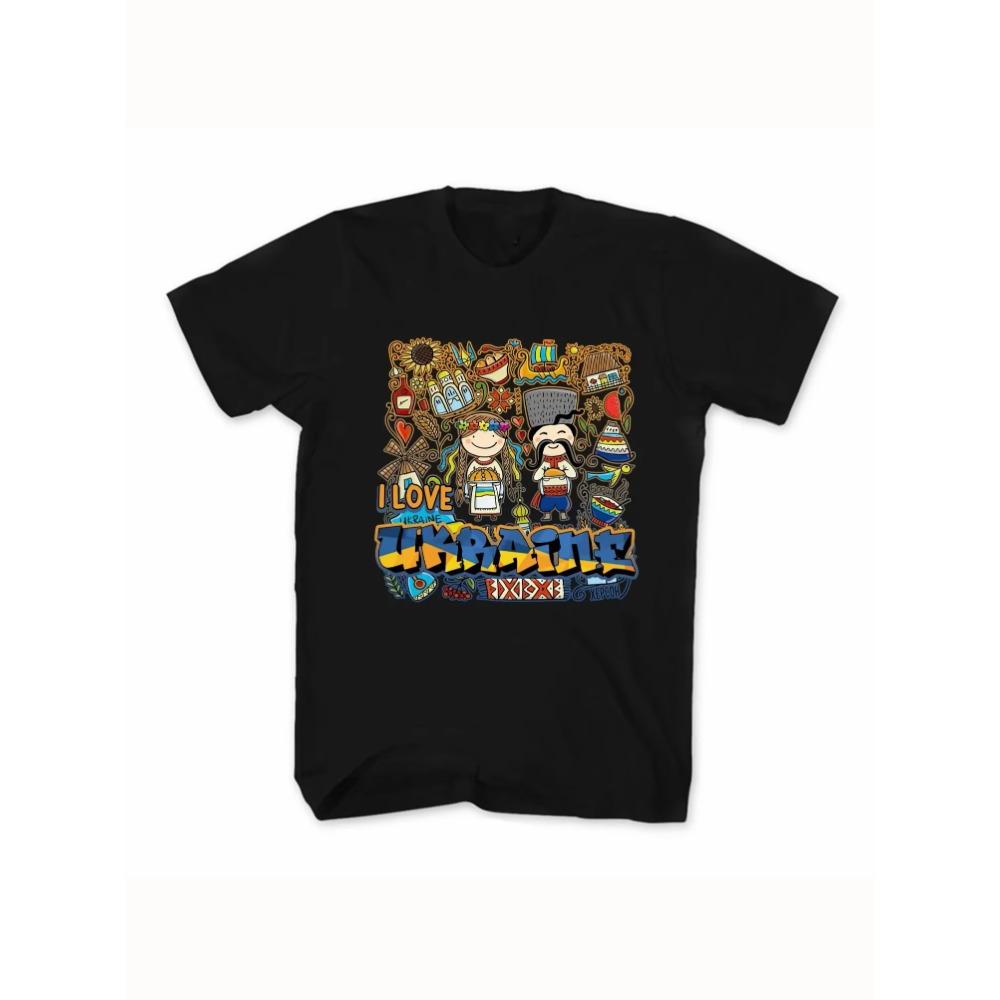 I Love  National Characteristics Doodle T Shirt. High Quality Cotton, Breathable Top, Loose Casual T-shirt S-3XL