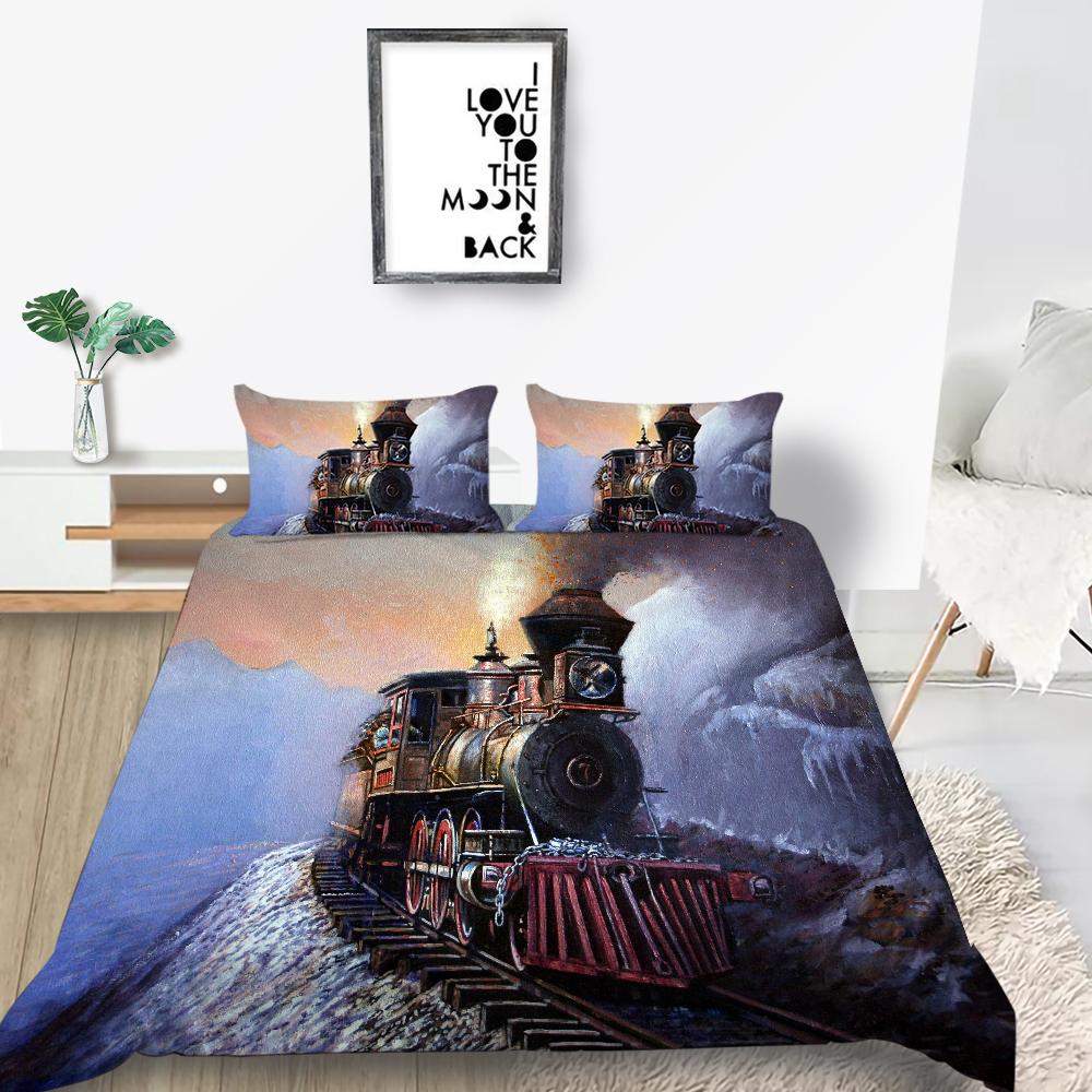 3D Industrial Style Bedding Set Car Printed Duvet Cover 2/3 Pieces AU180 * 210 Full Size Boy Room Soft Machine Washable Home Decoration