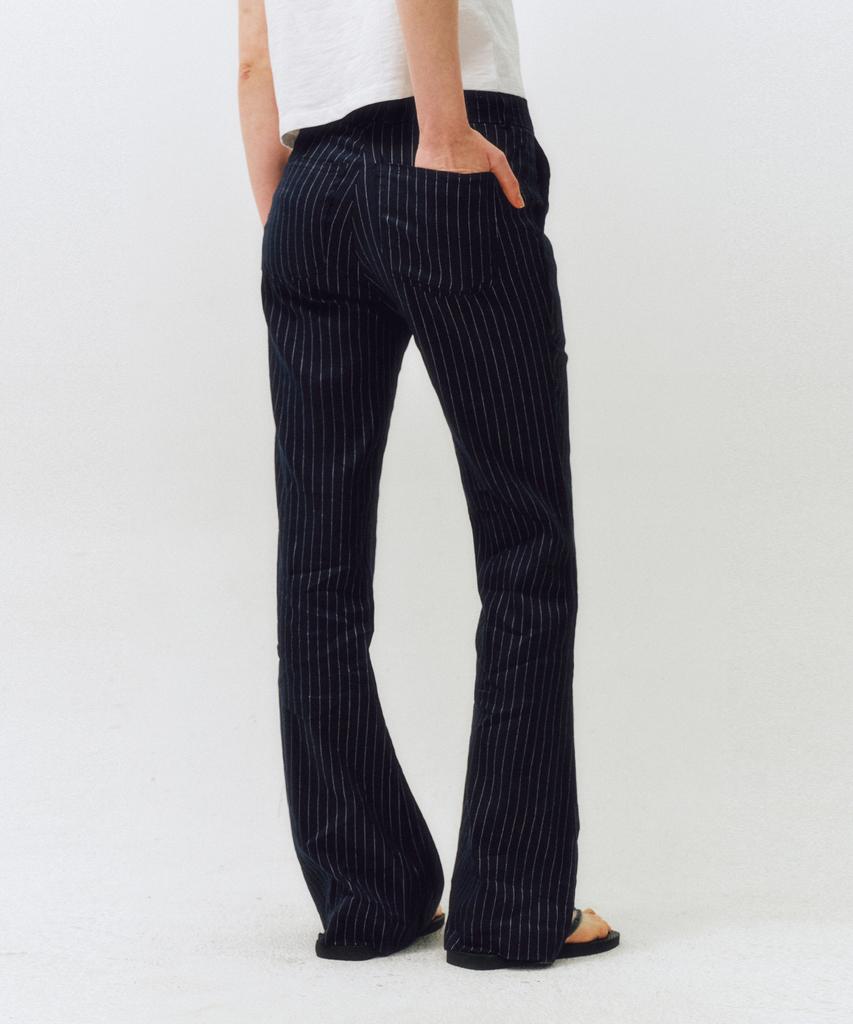CITTA Linen Pin Stripe Bootcut Pants_Ctb550(Navy)