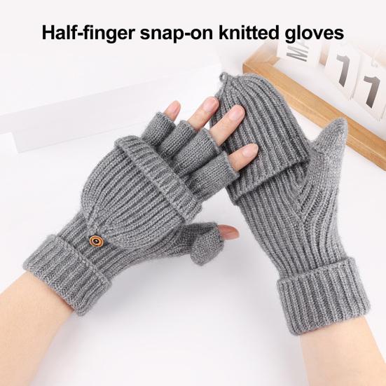 Winter Knitted Fingerless Gloves Knit Convertible Mittens with Flip Cover Men Women Warm Mittens for Typing Driving Stocking Stuffers Gifts