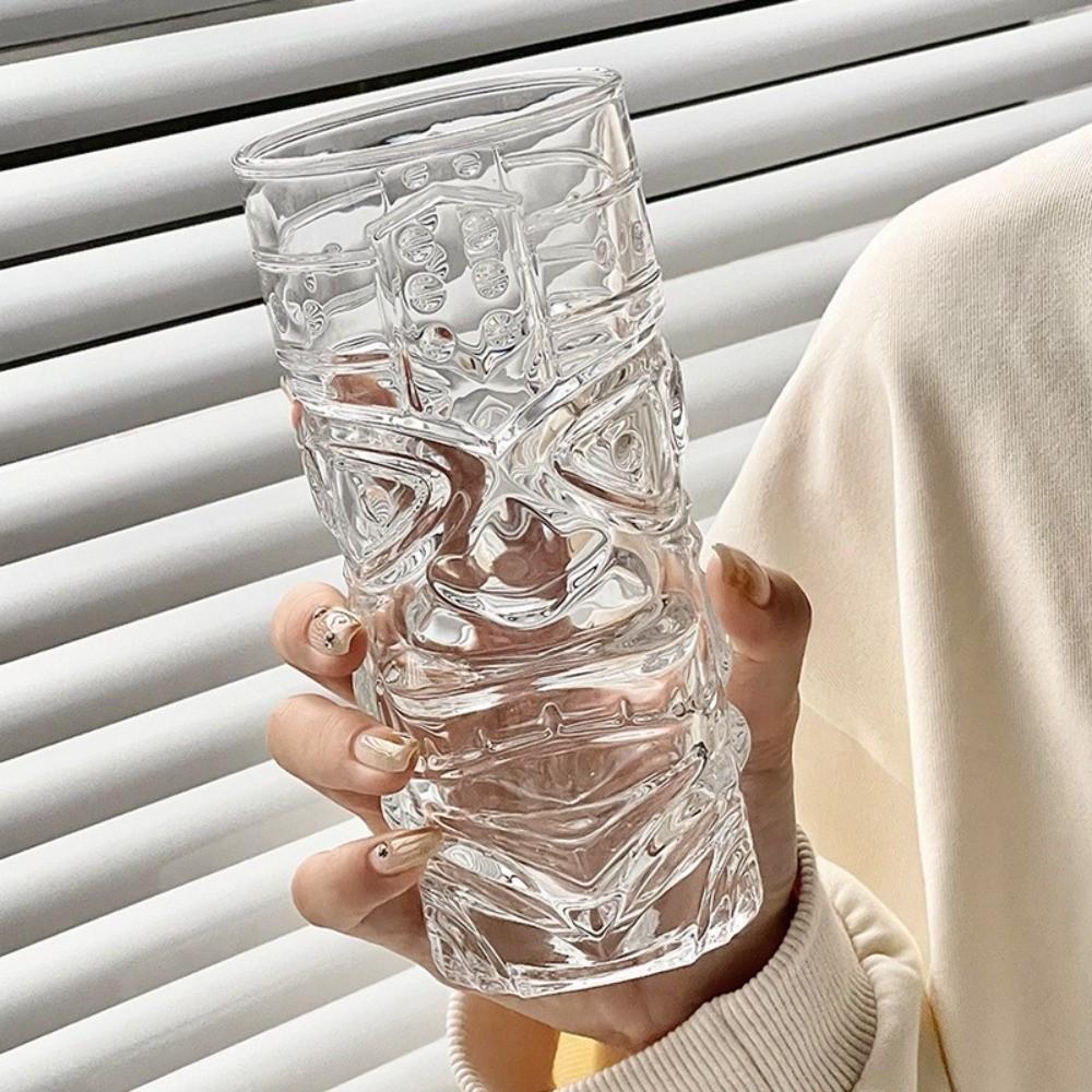 Vintage Mask Glass Cup Transparent Whiskey Cup Creative Juice Cup Bar