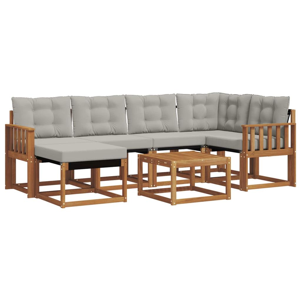 Outdoor Sofa Set with Cushions 7 pcs Natural and Light Grey