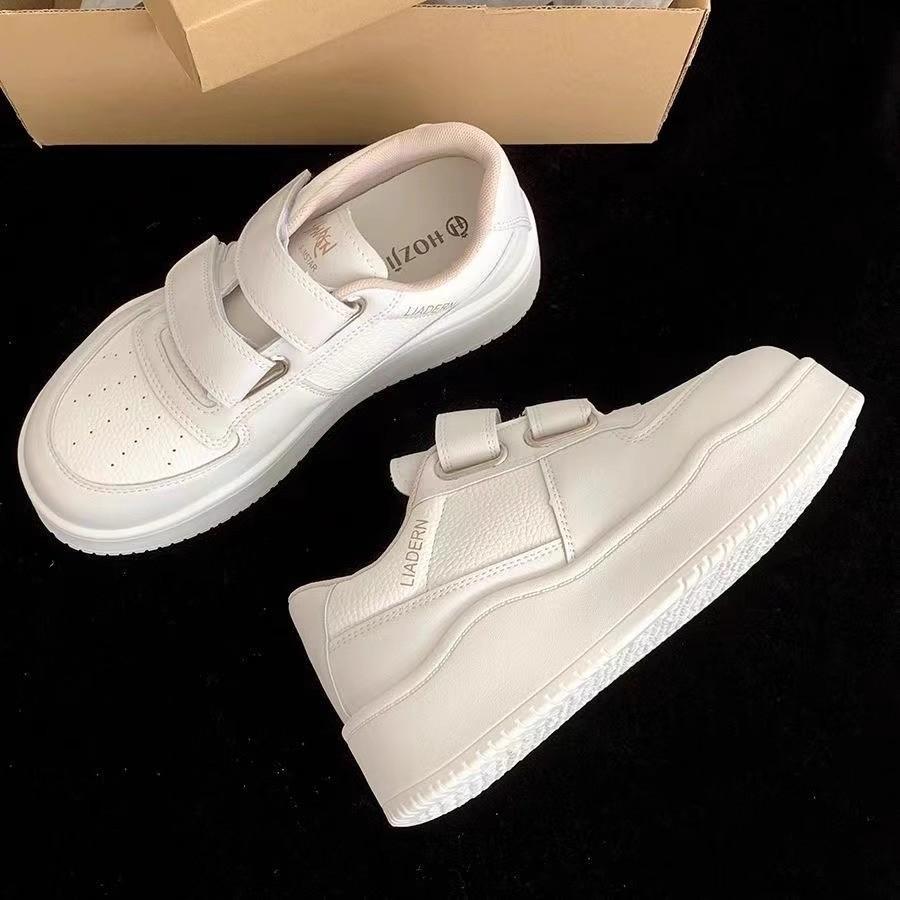 Korean Version of Versatile Velcro 2025 New Summer and Autumn Popular Thick-soled Muffin Casual Spring and Autumn Little White Board Shoes Women's Sh