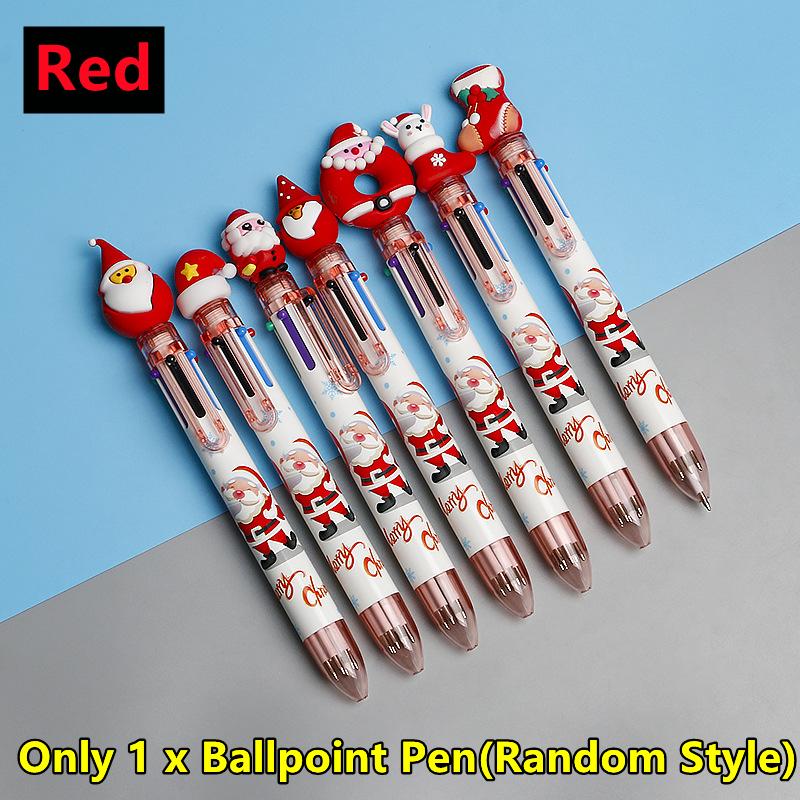 10-1 buc. Desen animat Moș Crăciun Pom de Crăciun Pix cu bilă cu șase culori Cadou Crăciun Fericit Papetărie Instrument de scris Rechizite de birou școlare