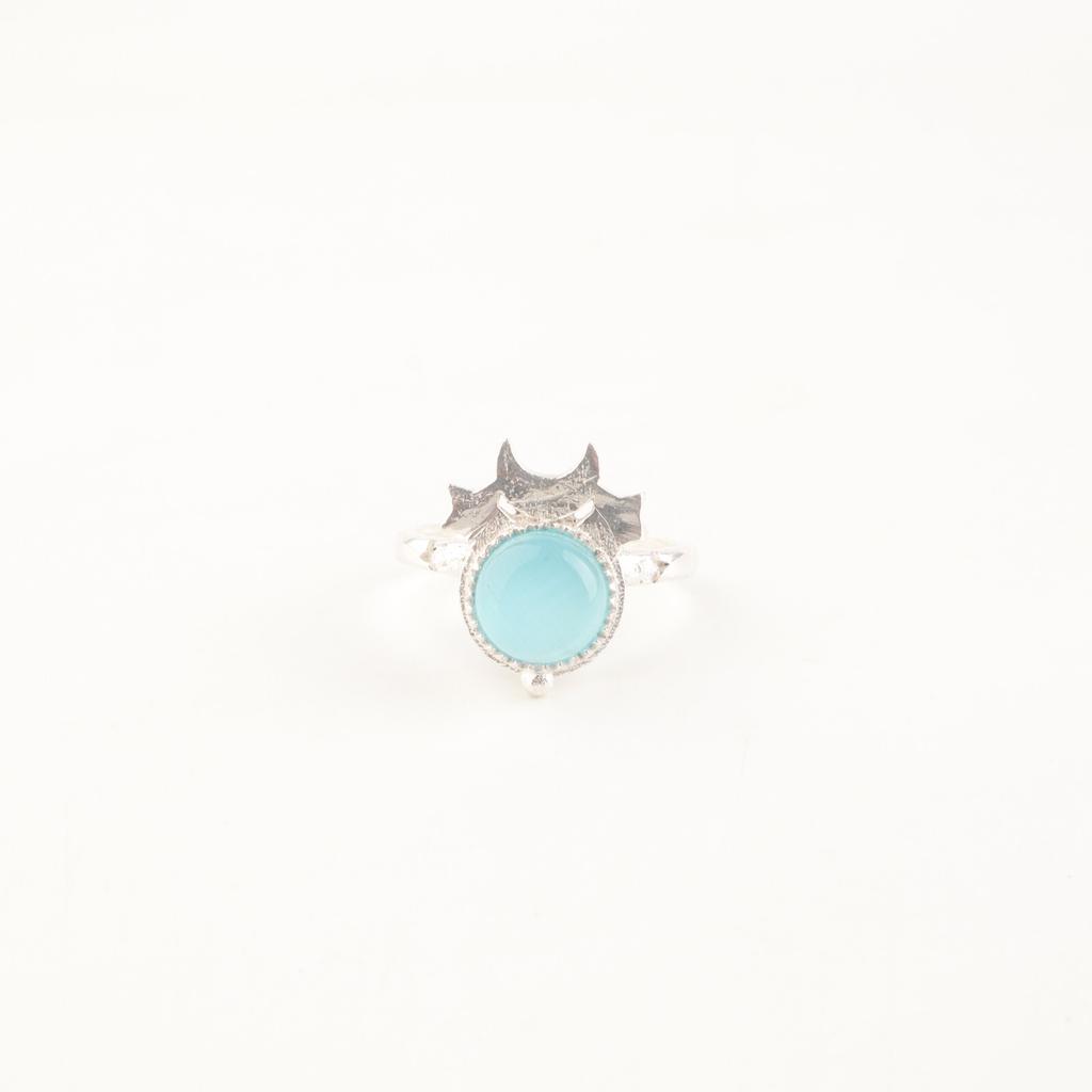 Natural Blue Cat's Eye Gemstone 925 Sterling Silver Women Jewelry Handmade Ring RR-67-36