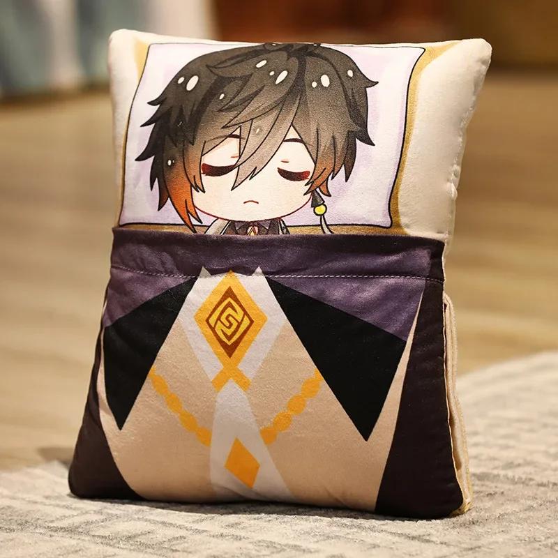 36x27cm Genshin Impact Plush Toy Kawaii throw pillow plush Tiwat Zoo Yae Miko Tartaglia Thoma Ganyu Diluc Plush Pillow Cartoon