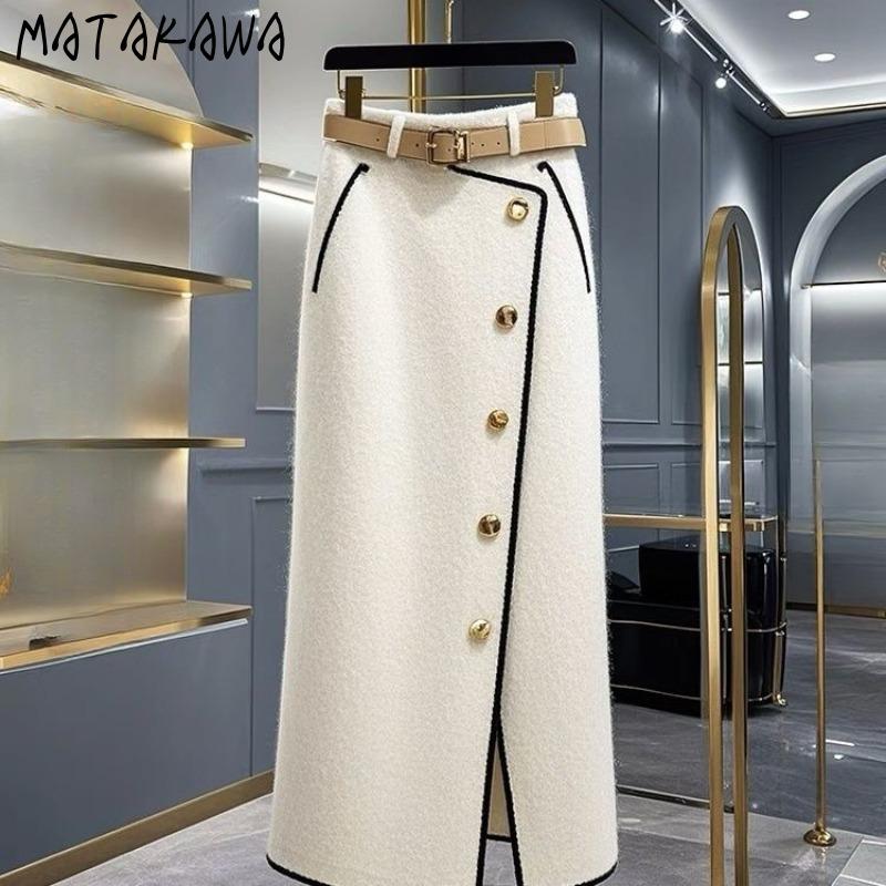 Spring Autumn Women Skirts Fashion Mujer A Line Elegant Simple Sweet Long Skirt