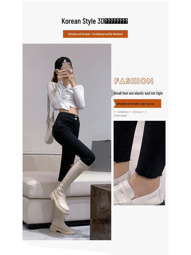 Damen Superweiche Übergröße Hochelastische Slim-Fit Jeans - Skinny Herbst Doppelknopf.