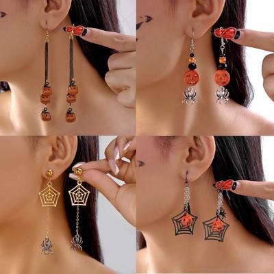 Acrylic Halloween Earrings Spider Pumpkin Dangle Earrings Creative Ghost Ear Studs  Party