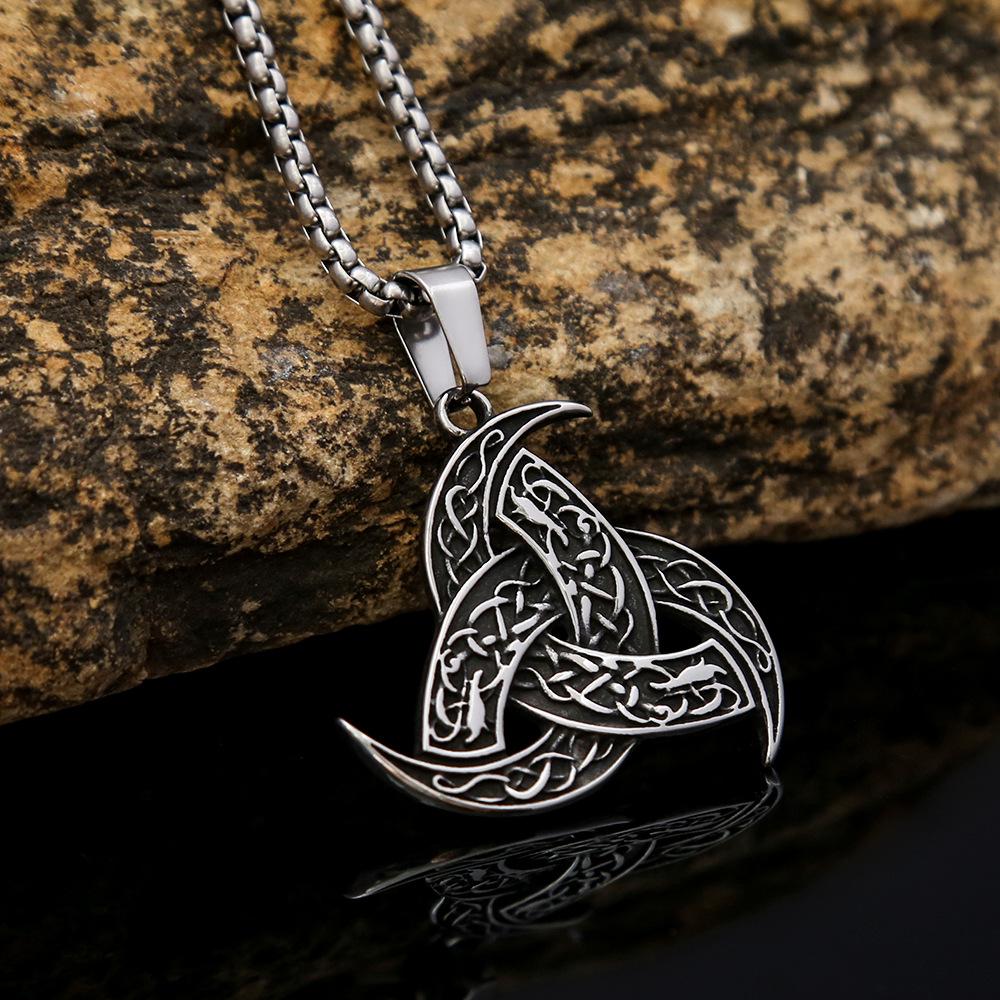 Men's Hip-Hop Stainless Steel Evil Eye & Hand Triangle Pendant Necklace