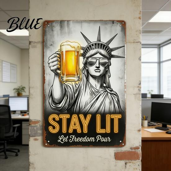Decorative Metal Plaque The Freedom's Day Off Vintage Signs Retro Statue of Freedom Coffee Beer Detailed Design Humor Sign Distressed Patriotic