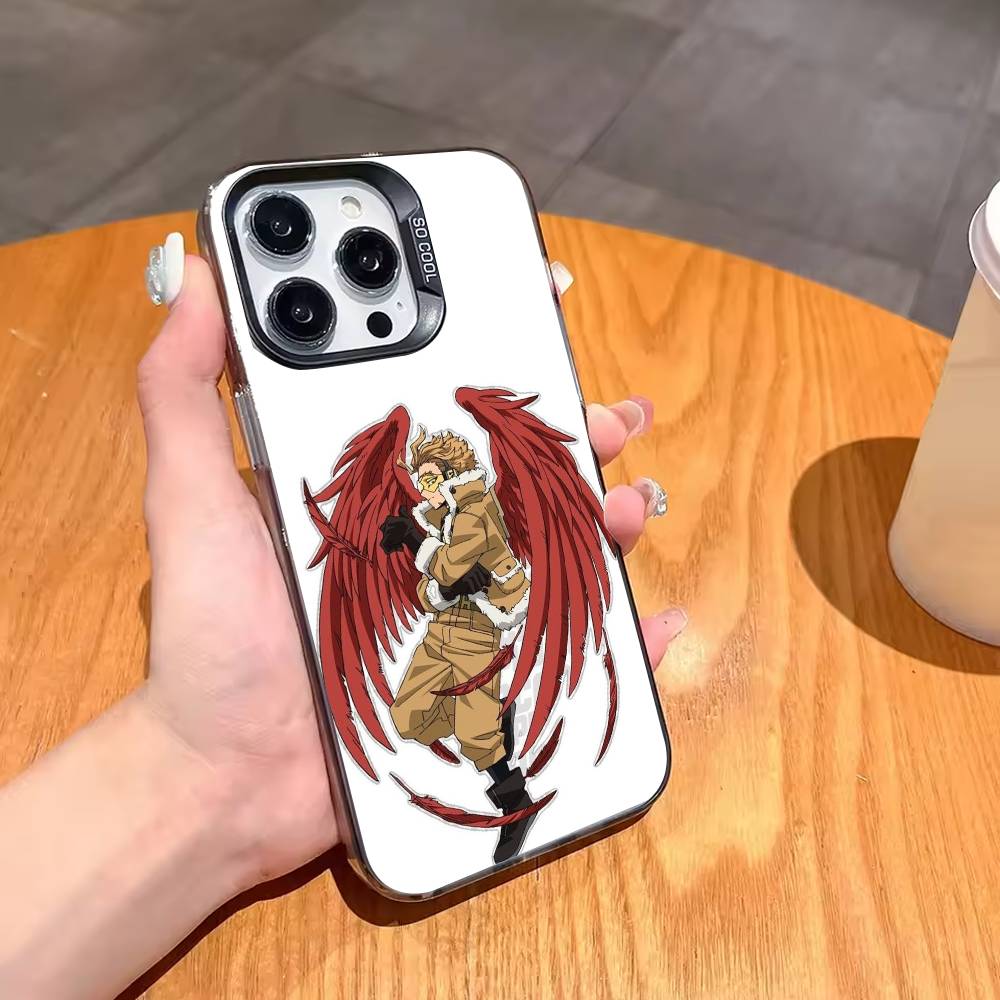 Anime MHA Hawks BNHA Phone Case For iPhone17,16,15,14,13,12,11,Pro,MAX White Matte Shockproof Cover